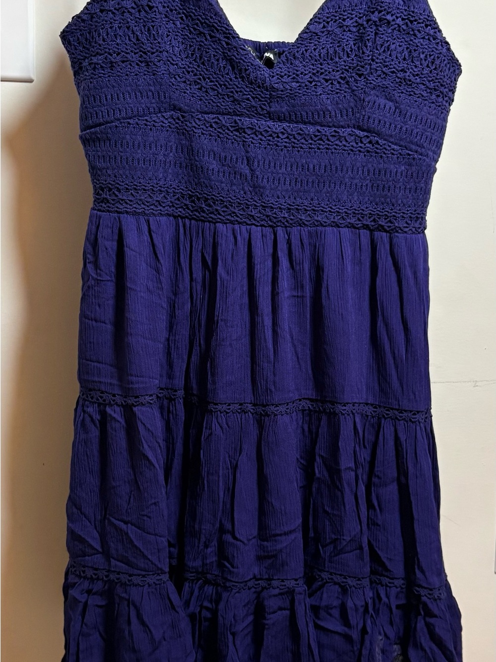 Fashion Nova Dark Purple Crochet Tiered Mini Dress